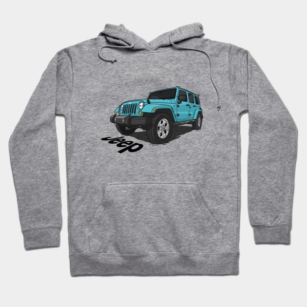 Jeep Wrangler - Ocean Blue Hoodie by 4x4 Sketch